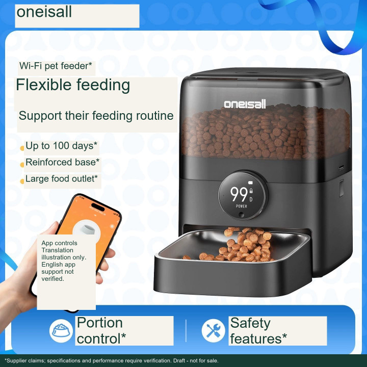 Supplier Wi-Fi feeder overview with illustrative English app labels